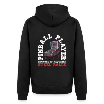 Flipper-arcade-spieldesign Für Flipperspieler - Unisex Premium Organic Zip Hoodie - black - Back - Nico (187cm)