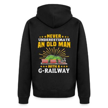 Gartenbahn Mann Garteneisenbahn Spur G - Unisex Premium Bio Zip Hoodie - Schwarz - Hinten - Nico (187cm)