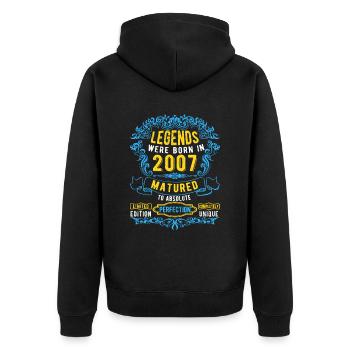Les légendes sont nées en 2007 Anniversaire - Veste à capuche bio Premium Unisexe - noir - Dos - Nico (187cm)