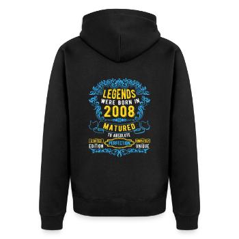 Les légendes sont nées en 2008 Anniversaire - Veste à capuche bio Premium Unisexe - noir - Dos - Nico (187cm)