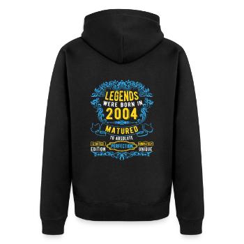 Legends were born in 2004 Birthday - Unisex Premium Organic Zip Hoodie - black - Back - Nico (187cm)