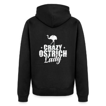 Crazy Ostrich Lady Bird Ostrich - Unisex Premium Organic Zip Hoodie - black - Back - Nico (187cm)