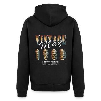 Date de naissance : Mai 1983 - Edition Limitée Rétro - Veste à capuche bio Premium Unisexe - noir - Dos - Nico (187cm)