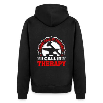 I Call It Therapy Blacksmith And I Rock Them Both - Unisex Premium Organic Zip Hoodie - black - Back - Nico (187cm)