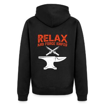 Relax And Forge Knifes Anvil Hammer Knife - Unisex Premium Organic Zip Hoodie - black - Back - Nico (187cm)