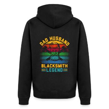 Dad Husband Blacksmith Legend And I Rock Them Both - Unisex Premium Organic Zip Hoodie - black - Back - Nico (187cm)