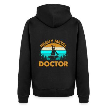 Heavy Metal Doctor Blacksmith And I Rock Them Both - Unisex Premium Bio Zip Hoodie - Schwarz - Hinten - Nico (187cm)