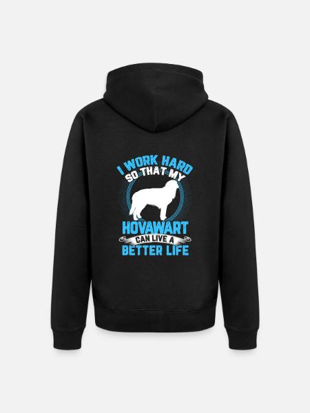 Hovawart arbeite hart derber Bauernhund - Unisex Premium Bio Zip Hoodie - Schwarz