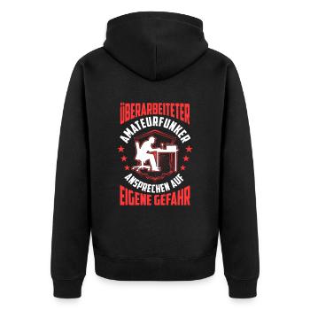 Überarbeiteter Amateurfunker Funkamateur - Unisex Premium Bio Zip Hoodie - Schwarz - Hinten - Nico (187cm)