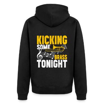 Posaune Trombone - Unisex Premium Bio Zip Hoodie - Schwarz - Hinten - Nico (187cm)