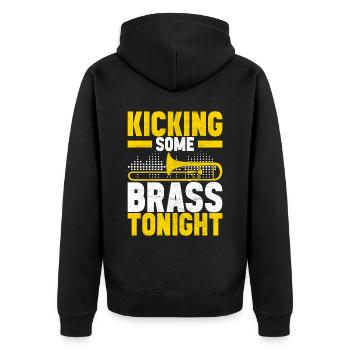 Posaune Trombone - Unisex Premium Bio Zip Hoodie - Schwarz - Hinten - Nico (187cm)