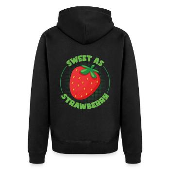 Süß wie Erdbeere - Unisex Premium Bio Zip Hoodie - Schwarz - Hinten - Nico (187cm)