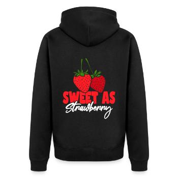 Süß wie Erdbeere - Unisex Premium Bio Zip Hoodie - Schwarz - Hinten - Nico (187cm)