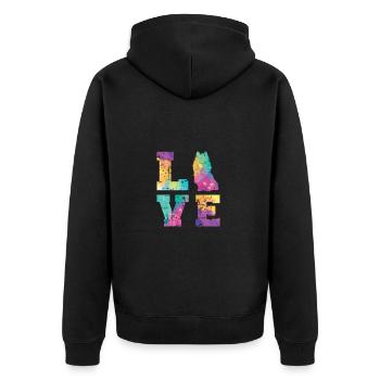 Australian Terrier Love - Unisex Premium Bio Zip Hoodie - Schwarz - Hinten - Nico (187cm)