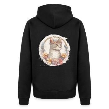 Mignon Manx Cat Fleur Crown Cats Chaton de compagnie - Veste à capuche bio Premium Unisexe - noir - Dos - Nico (187cm)