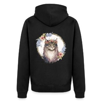 Mignon Norwegian Forest Cat Fleur Crown Cats Pet Ki - Veste à capuche bio Premium Unisexe - noir - Dos - Nico (187cm)