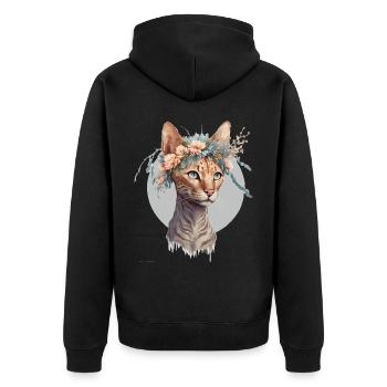 Mignon Ocicat Cat Fleur Couronne Chats Chaton Pet Chaton - Veste à capuche bio Premium Unisexe - noir - Dos - Nico (187cm)