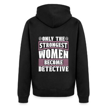 Detective Only The Strongest Women Fingerprints - Unisex Premium Bio Zip Hoodie - Schwarz - Hinten - Nico (187cm)