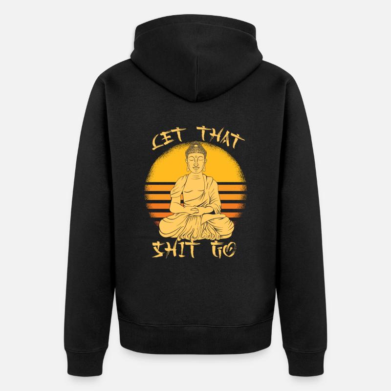 Buddha Buddhist Witzig - Unisex Premium Bio Zip Hoodie - Schwarz