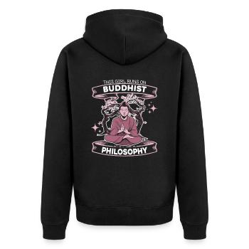 Buddha Buddhist Witzig - Unisex Premium Bio Zip Hoodie - Schwarz - Hinten - Nico (187cm)
