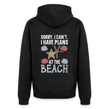Fewer people, more shell-collecting beach combs St - Unisex Premium Organic Zip Hoodie - black - Back - Nico (187cm)