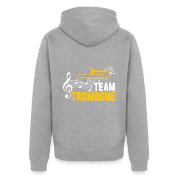 Posaune Trombone - Veste à capuche bio Premium Unisexe - gris chiné - Dos - Nico (187cm)