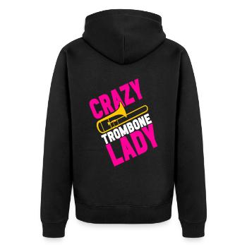 Posaune Trombone - Unisex Premium Bio Zip Hoodie - Schwarz - Hinten - Nico (187cm)