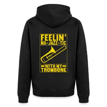 Posaune Trombone - Unisex Premium Organic Zip Hoodie - black - Back - Nico (187cm)