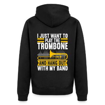 Posaune Trombone - Unisex Premium Organic Zip Hoodie - black - Back - Nico (187cm)