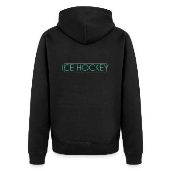 Eishockey Schriftzug - Unisex Premium Bio Zip Hoodie - Schwarz - Hinten - Nico (187cm)