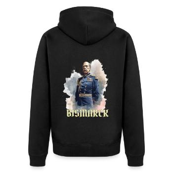 deutsche Geschichte, Kanzler, Otto von Bismarck - Unisex Premium Bio Zip Hoodie - Schwarz - Hinten - Nico (187cm)