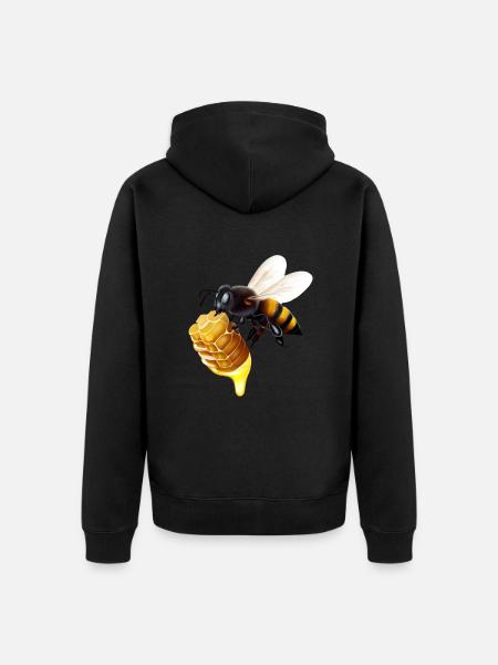 Bee with honeycomb - Unisex Premium Organic Zip Hoodie - black