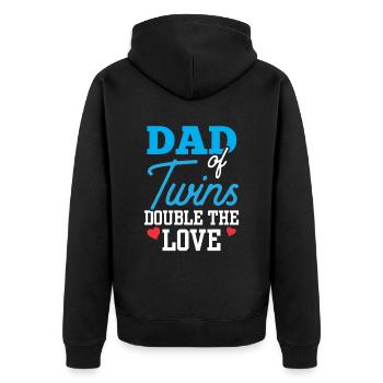 Vater Von Zwillingen Doppelte Liebe Zwilling - Unisex Premium Bio Zip Hoodie - Schwarz - Hinten - Nico (187cm)