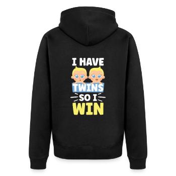 Ich Habe Zwillinge Also Gewinne Ich Zwilling - Unisex Premium Bio Zip Hoodie - Schwarz - Hinten - Nico (187cm)