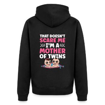 Ça ne me fait pas peur maman jumelles humour - Veste à capuche bio Premium Unisexe - noir - Dos - Nico (187cm)