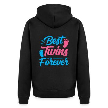 Best Twins Forever Funny Humor Gemini - Unisex Premium Organic Zip Hoodie - black - Back - Nico (187cm)