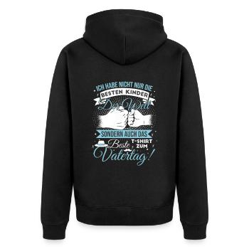 Vatertagsgeschenk Papa Vater Sprüche Familie - Unisex Premium Bio Zip Hoodie - Schwarz - Hinten - Nico (187cm)
