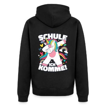 Schule Ich Komme Erstklässlerin Einschulung - Unisex Premium Bio Zip Hoodie - Schwarz - Hinten - Nico (187cm)
