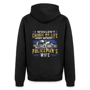 Police Officer Wouldn't Change My Life Sheriff Cop - Unisex Premium Bio Zip Hoodie - Schwarz - Hinten - Nico (187cm)