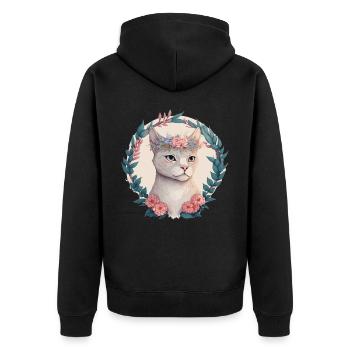Cute Burmilla Cat Flower Crown Cats Pet Kitten - Unisex Premium Bio Zip Hoodie - Schwarz - Hinten - Nico (187cm)