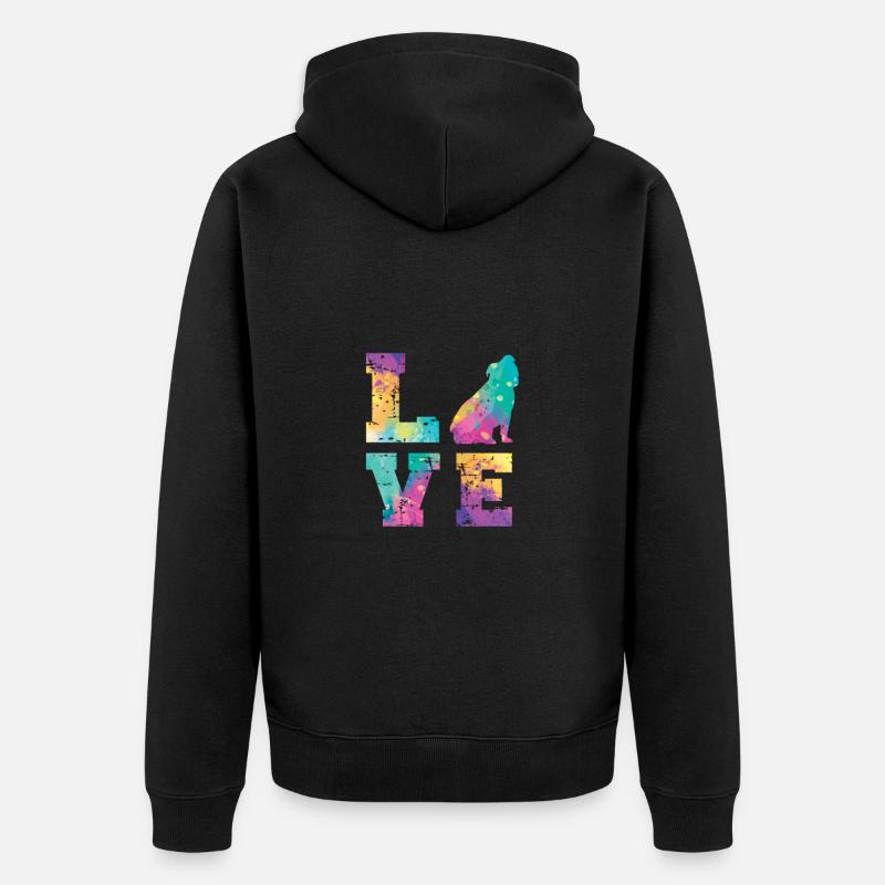 Bouledogue anglais Amour - Veste à capuche bio Premium Unisexe - noir