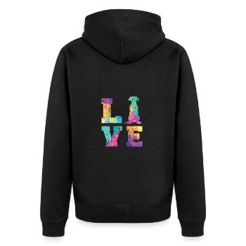 Great dane Love - Unisex Premium Organic Zip Hoodie - black - Back - Nico (187cm)
