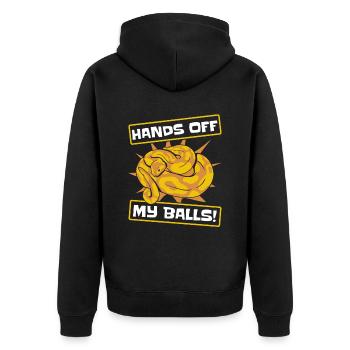 Hands Off My Balls Python Schlange Banana Ball - Unisex Premium Bio Zip Hoodie - Schwarz - Hinten - Nico (187cm)