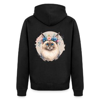 Cute Birman Cat Flower Crown Cats Pet Kitten - Unisex Premium Bio Zip Hoodie - Schwarz - Hinten - Nico (187cm)