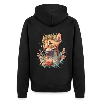 Cute Bengal Cat Flower Crown Cats Pet Kitten - Unisex Premium Bio Zip Hoodie - Schwarz - Hinten - Nico (187cm)