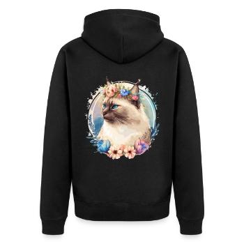 Cute Birman Cat Flower Crown Cats Pet Kitten - Unisex Premium Bio Zip Hoodie - Schwarz - Hinten - Nico (187cm)