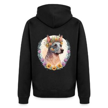 Mignon Bouvier Australien Fleur Couronne Chien de compagnie Br - Veste à capuche bio Premium Unisexe - noir - Dos - Nico (187cm)