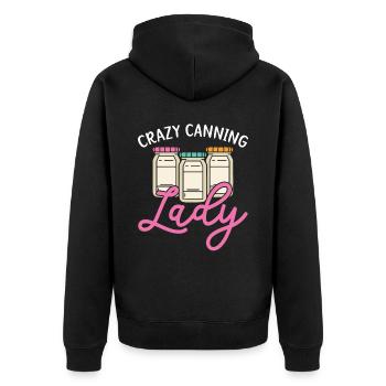 Crazy Canning Lady Konservenbehälter Konserven - Unisex Premium Bio Zip Hoodie - Schwarz - Hinten - Nico (187cm)