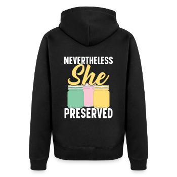 Sie hat trotzdem konserviert Lebensmittelkonserven - Unisex Premium Bio Zip Hoodie - Schwarz - Hinten - Nico (187cm)