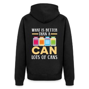 Was ist besser als eine Dose Viele Dosen Einmachen - Unisex Premium Bio Zip Hoodie - Schwarz - Hinten - Nico (187cm)